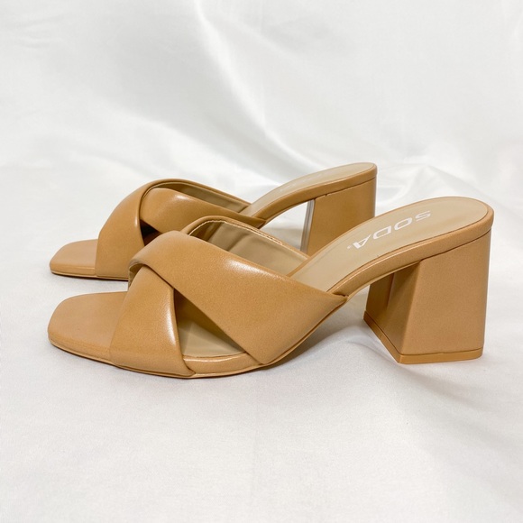 Never Better Natural Faux Leather Block Heels - Picture 2 of 3